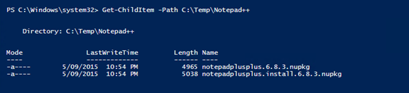 An example of using the Get-Childitem cmdlet.