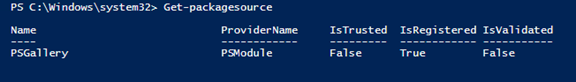 Get-PackageSource cmdlet example